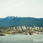 A cidade e as montanhas vistas do Stanley Park