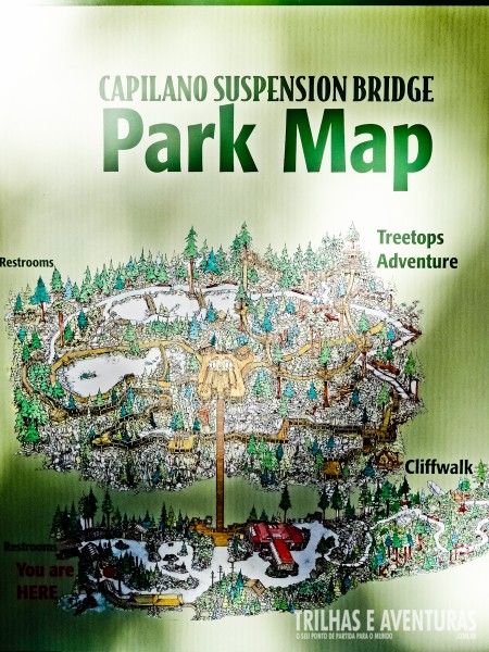 O mapa do Capilano Suspension Bridge - Vancouver