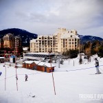 A vista das pistas de ski para o hotel