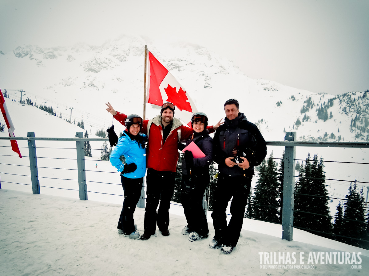 Equipe reunida no topo de Whistler