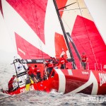 Detalhe do barco da Camper na Volvo Ocean Race em Itajaí