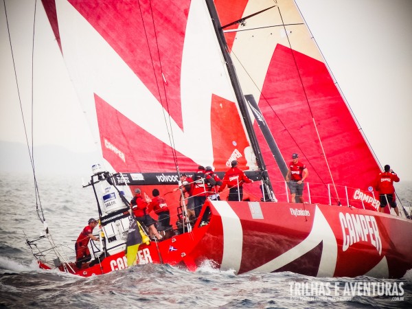 Detalhe do barco da Camper na Volvo Ocean Race em Itajaí