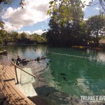 Deck do lago onde são realizados os mergulhos