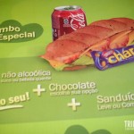 Combo de bebida, sanduiche e chocolate