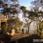 Família fotografando no Parque das Fontes