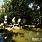 Caminhando em fila indiana sobre as pedras