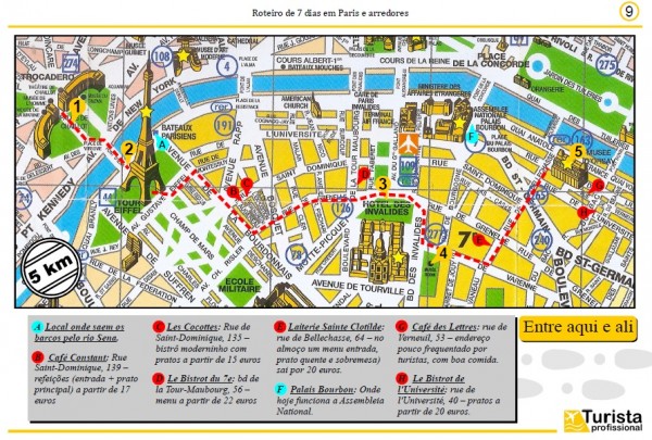 Mapas detalhados com seus roteiros diários e distâncias entre as atrações