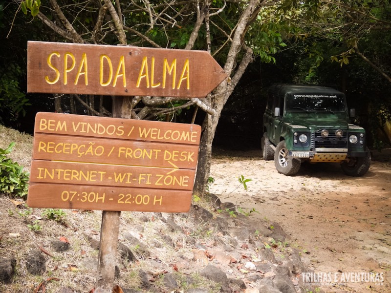 Placa de boas vindas da Pousada Ecovila Spa da Alma, em Pipa