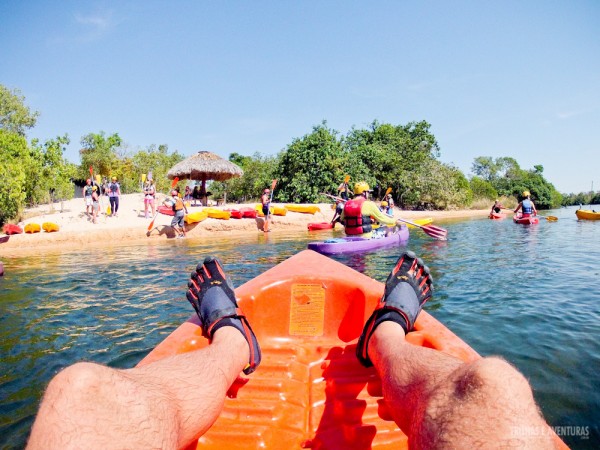 Usando a Five-Fingers na Canoagem pelo Rio Novo