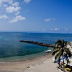 Praia de Anclote em vista panorâmica da cobertura do Hotel Cinco