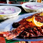 Peixe na brasa do Restaurante Mariscos Tinos, em Nuevo Vallarta - México