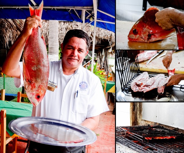 Preparação do peixe com temperos especiais