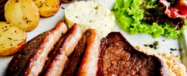 Picanha brasileira com batatas gratinadas