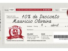 Imprima seu cheque de 10% de desconto para comer no Camilas Restaurante em Orlando ou Miami