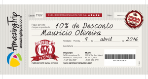 Imprima seu cheque de 10% de desconto para comer no Camilas Restaurante em Orlando ou Miami