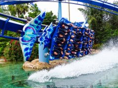 A Manta dá um show logo na entrada do SeaWorld