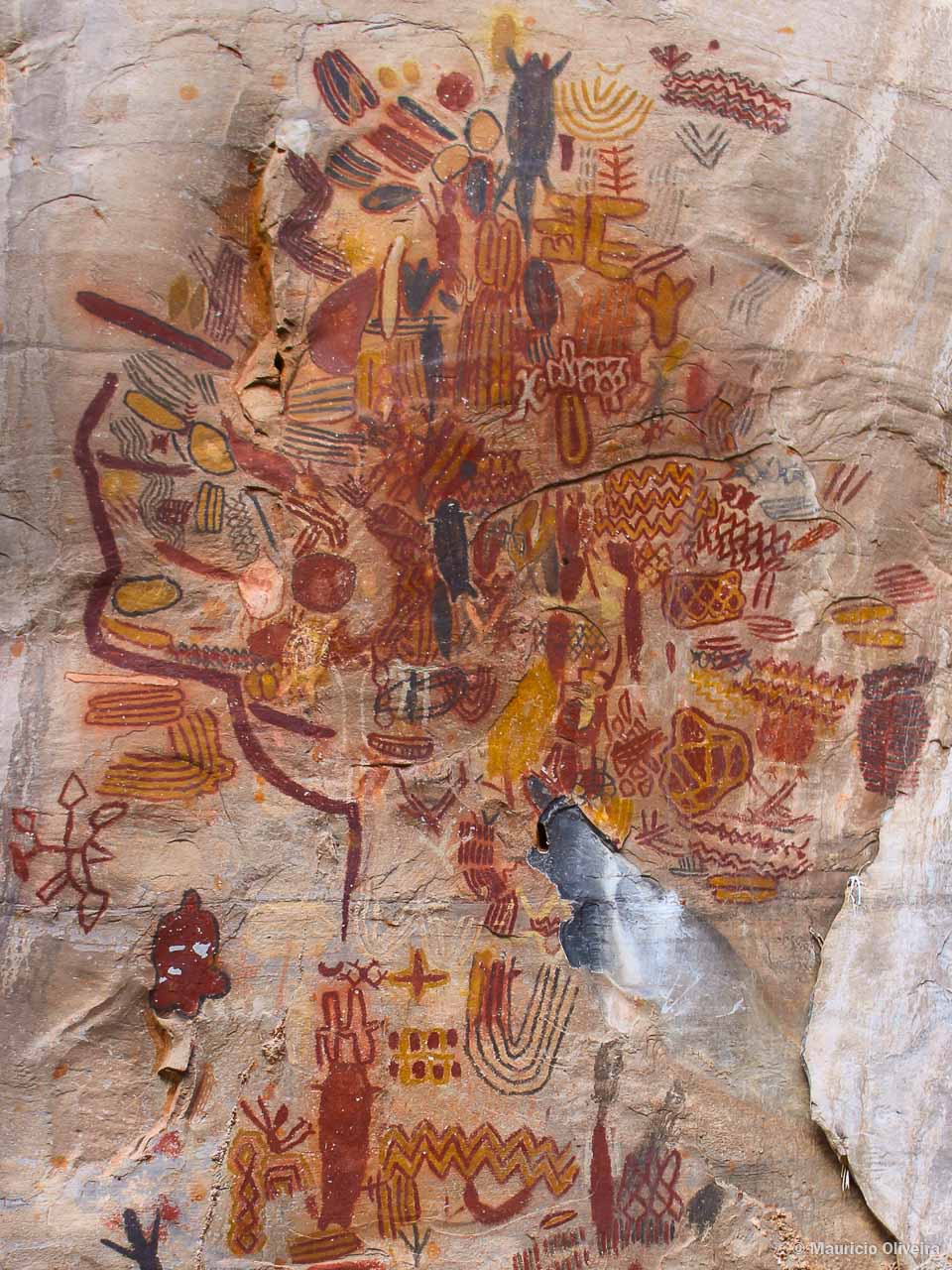 Obra de arte na Lapa dos Desenhos, no Parque Nacional Cavernas do Peruaçu